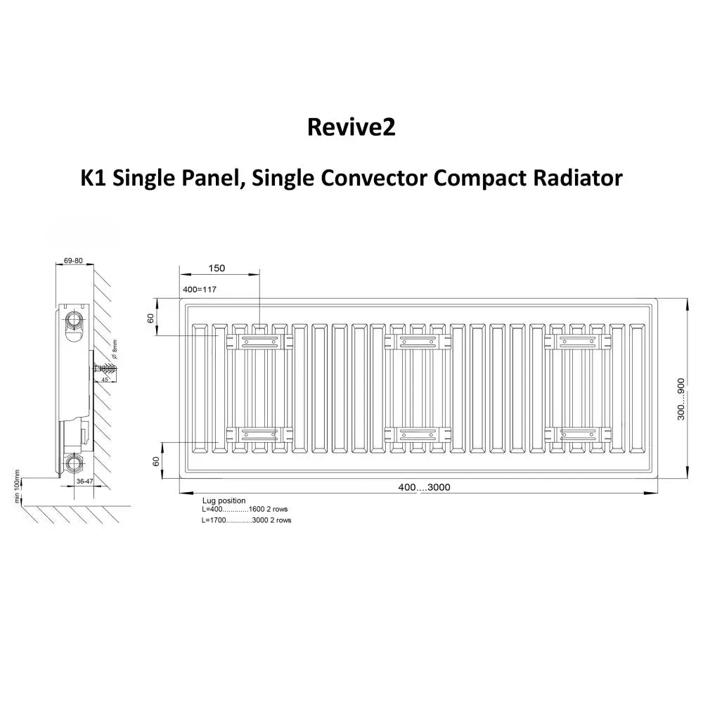 Revive2 400H X 400W  Single Panel K1 Compact Radiator